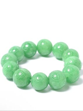 Green Jade Carved Beads
